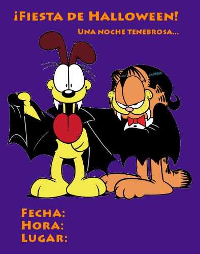 invitacion gardfield halloween
