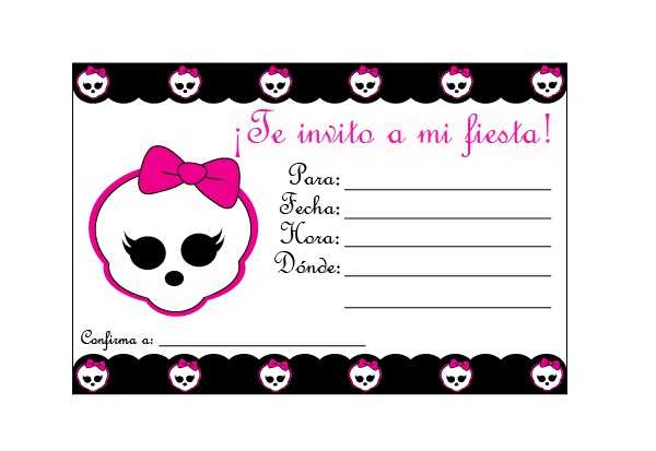 Tarjeta de invitación con la calaverita de las Monster High súper ...